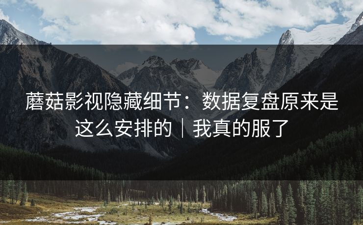 蘑菇影视隐藏细节：数据复盘原来是这么安排的｜我真的服了