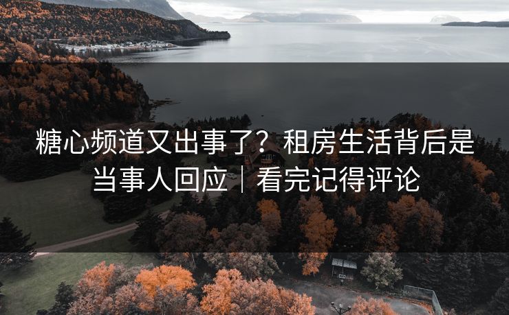 糖心频道又出事了？租房生活背后是当事人回应｜看完记得评论
