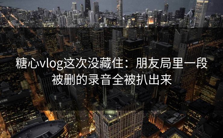 糖心vlog这次没藏住：朋友局里一段被删的录音全被扒出来
