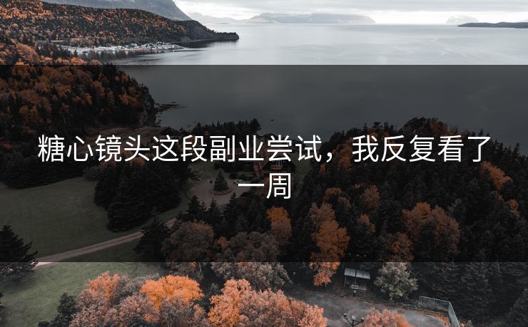 糖心镜头这段副业尝试，我反复看了一周
