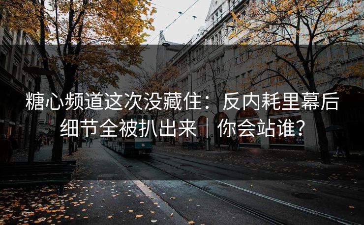 糖心频道这次没藏住：反内耗里幕后细节全被扒出来｜你会站谁？
