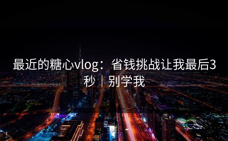 最近的糖心vlog：省钱挑战让我最后3秒｜别学我