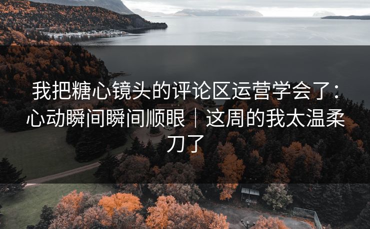 我把糖心镜头的评论区运营学会了：心动瞬间瞬间顺眼｜这周的我太温柔刀了