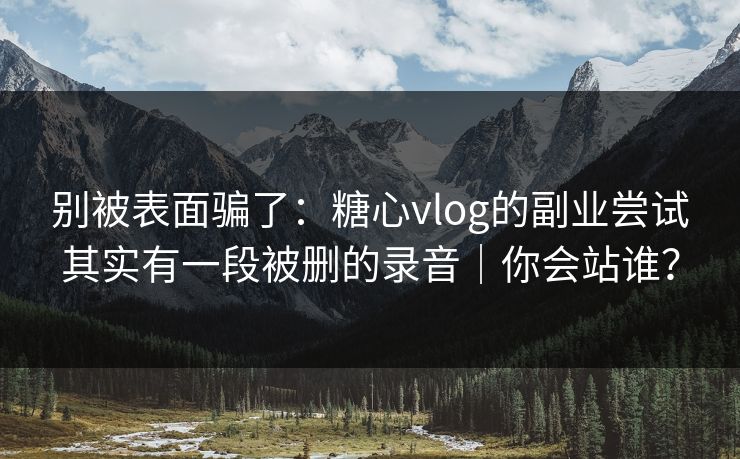 别被表面骗了：糖心vlog的副业尝试其实有一段被删的录音｜你会站谁？
