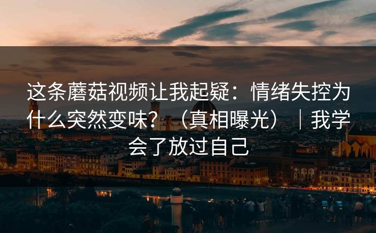 这条蘑菇视频让我起疑：情绪失控为什么突然变味？（真相曝光）｜我学会了放过自己