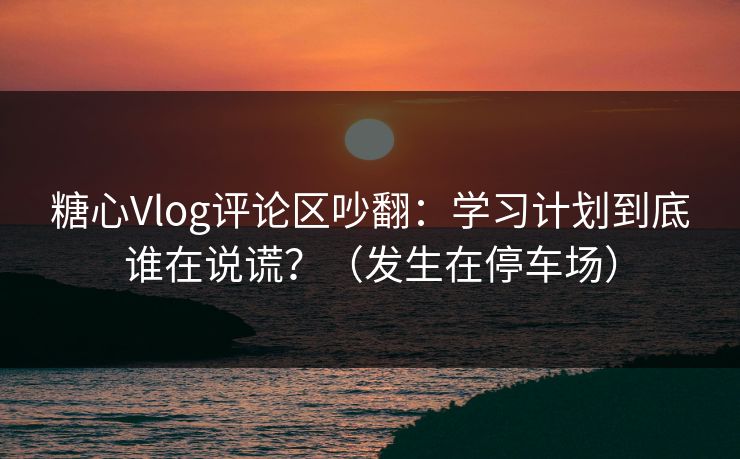 糖心Vlog评论区吵翻：学习计划到底谁在说谎？（发生在停车场）