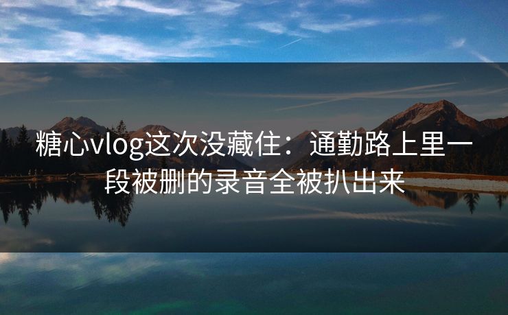 糖心vlog这次没藏住：通勤路上里一段被删的录音全被扒出来
