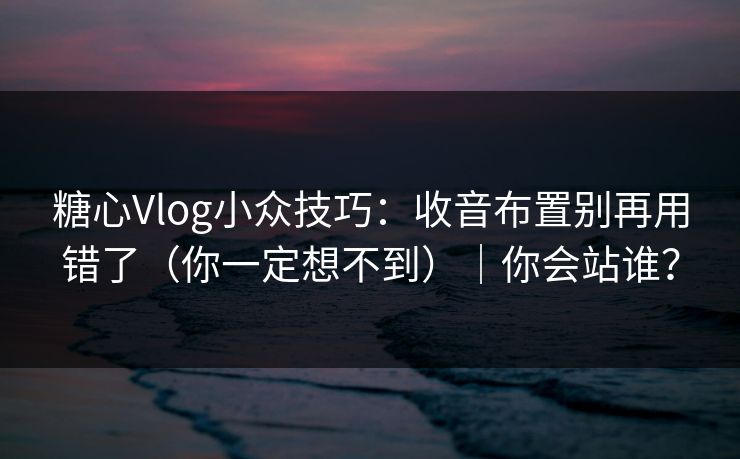 糖心Vlog小众技巧：收音布置别再用错了（你一定想不到）｜你会站谁？